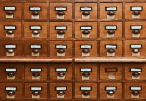 drawers in a bank symbolising a database